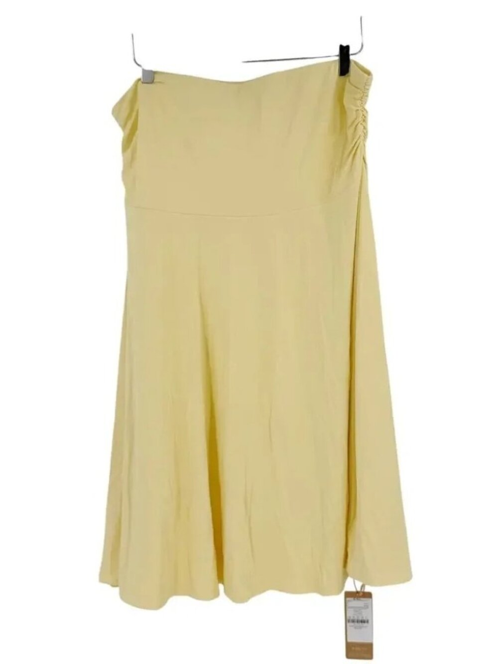 NWT OGL Eco-SkinKiss® Flowy Side Ruched A-line Midi Skirt Butter Yellow Medium - Picture 4 of 16